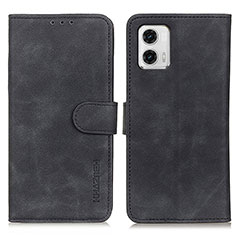 Leather Case Stands Flip Cover Holder K03Z for Motorola Moto G73 5G Black