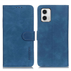 Leather Case Stands Flip Cover Holder K03Z for Motorola Moto G73 5G Blue