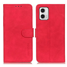 Leather Case Stands Flip Cover Holder K03Z for Motorola Moto G73 5G Red