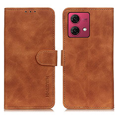 Leather Case Stands Flip Cover Holder K03Z for Motorola Moto G84 5G Brown