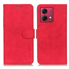 Leather Case Stands Flip Cover Holder K03Z for Motorola Moto G84 5G Red