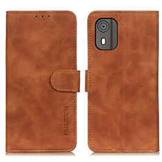 Leather Case Stands Flip Cover Holder K03Z for Nokia C02 Brown