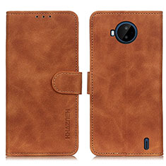 Leather Case Stands Flip Cover Holder K03Z for Nokia C20 Plus Brown