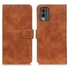 Leather Case Stands Flip Cover Holder K03Z for Nokia C210 Brown