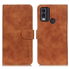 Leather Case Stands Flip Cover Holder K03Z for Nokia C22 Brown