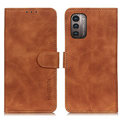 Leather Case Stands Flip Cover Holder K03Z for Nokia G21 Brown