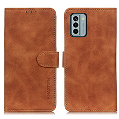 Leather Case Stands Flip Cover Holder K03Z for Nokia G22 Brown