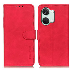 Leather Case Stands Flip Cover Holder K03Z for OnePlus Ace 2V 5G Red