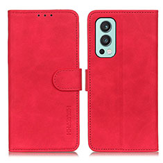 Leather Case Stands Flip Cover Holder K03Z for OnePlus Nord 2 5G Red