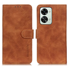 Leather Case Stands Flip Cover Holder K03Z for OnePlus Nord 2T 5G Brown