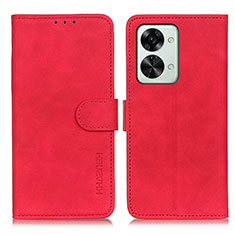 Leather Case Stands Flip Cover Holder K03Z for OnePlus Nord 2T 5G Red