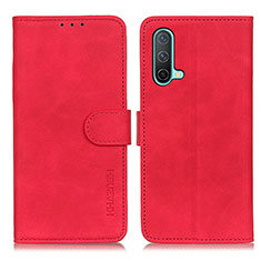 Leather Case Stands Flip Cover Holder K03Z for OnePlus Nord CE 5G Red