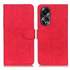 Leather Case Stands Flip Cover Holder K03Z for Oppo A18 Red