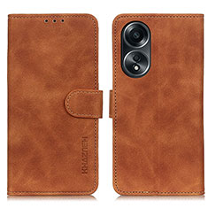 Leather Case Stands Flip Cover Holder K03Z for Oppo A38 Brown