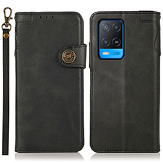 Leather Case Stands Flip Cover Holder K03Z for Oppo A54 4G Black