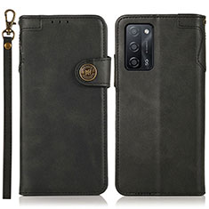 Leather Case Stands Flip Cover Holder K03Z for Oppo A55 5G Black