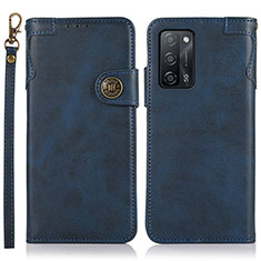 Leather Case Stands Flip Cover Holder K03Z for Oppo A55 5G Blue