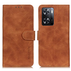 Leather Case Stands Flip Cover Holder K03Z for Oppo A57 4G Brown