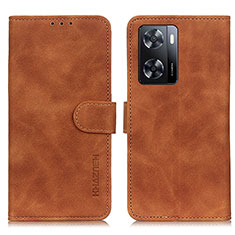 Leather Case Stands Flip Cover Holder K03Z for Oppo A77 4G Brown