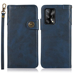 Leather Case Stands Flip Cover Holder K03Z for Oppo F19 Blue