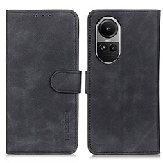 Leather Case Stands Flip Cover Holder K03Z for Oppo Reno10 5G Black