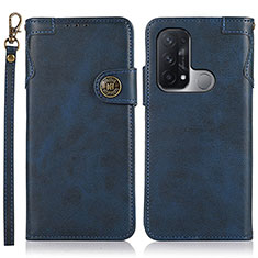 Leather Case Stands Flip Cover Holder K03Z for Oppo Reno5 A Blue