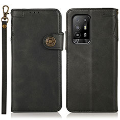 Leather Case Stands Flip Cover Holder K03Z for Oppo Reno5 Z 5G Black