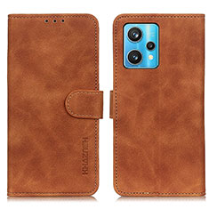 Leather Case Stands Flip Cover Holder K03Z for Realme 9 Pro+ Plus 5G Brown