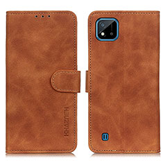 Leather Case Stands Flip Cover Holder K03Z for Realme C11 (2021) Brown