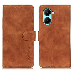 Leather Case Stands Flip Cover Holder K03Z for Realme C33 Brown