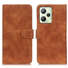 Leather Case Stands Flip Cover Holder K03Z for Realme C35 Brown