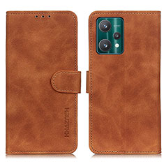 Leather Case Stands Flip Cover Holder K03Z for Realme Q5 5G Brown