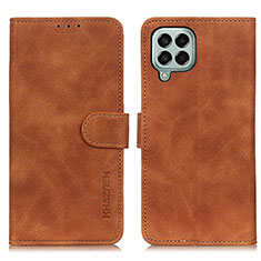 Leather Case Stands Flip Cover Holder K03Z for Samsung Galaxy M33 5G Brown