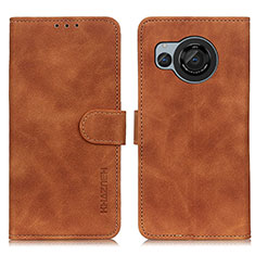 Leather Case Stands Flip Cover Holder K03Z for Sharp Aquos R8 Brown