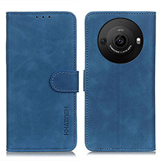 Leather Case Stands Flip Cover Holder K03Z for Sharp Aquos R8s Pro Blue