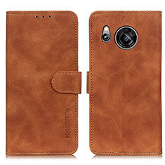 Leather Case Stands Flip Cover Holder K03Z for Sharp Aquos Sense7 Brown