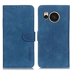 Leather Case Stands Flip Cover Holder K03Z for Sharp Aquos Sense7 Plus Blue