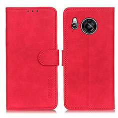 Leather Case Stands Flip Cover Holder K03Z for Sharp Aquos Sense7 Red