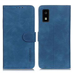 Leather Case Stands Flip Cover Holder K03Z for Sharp Aquos wish3 Blue
