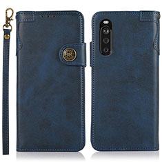 Leather Case Stands Flip Cover Holder K03Z for Sony Xperia 10 III Lite Blue