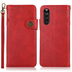 Leather Case Stands Flip Cover Holder K03Z for Sony Xperia 10 III SO-52B Red
