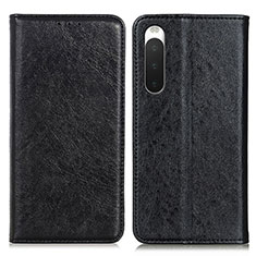 Leather Case Stands Flip Cover Holder K03Z for Sony Xperia 10 IV SO-52C Black