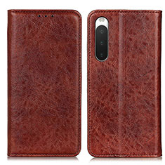 Leather Case Stands Flip Cover Holder K03Z for Sony Xperia 10 IV SOG07 Brown