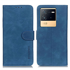 Leather Case Stands Flip Cover Holder K03Z for Vivo iQOO Neo6 5G Blue