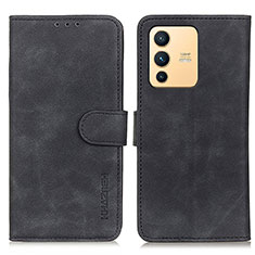 Leather Case Stands Flip Cover Holder K03Z for Vivo V23 5G Black