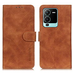 Leather Case Stands Flip Cover Holder K03Z for Vivo V25 Pro 5G Brown