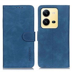 Leather Case Stands Flip Cover Holder K03Z for Vivo V25e Blue