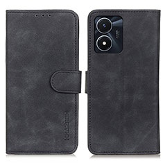 Leather Case Stands Flip Cover Holder K03Z for Vivo Y02S Black