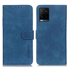 Leather Case Stands Flip Cover Holder K03Z for Vivo Y21 Blue