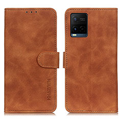 Leather Case Stands Flip Cover Holder K03Z for Vivo Y21 Brown